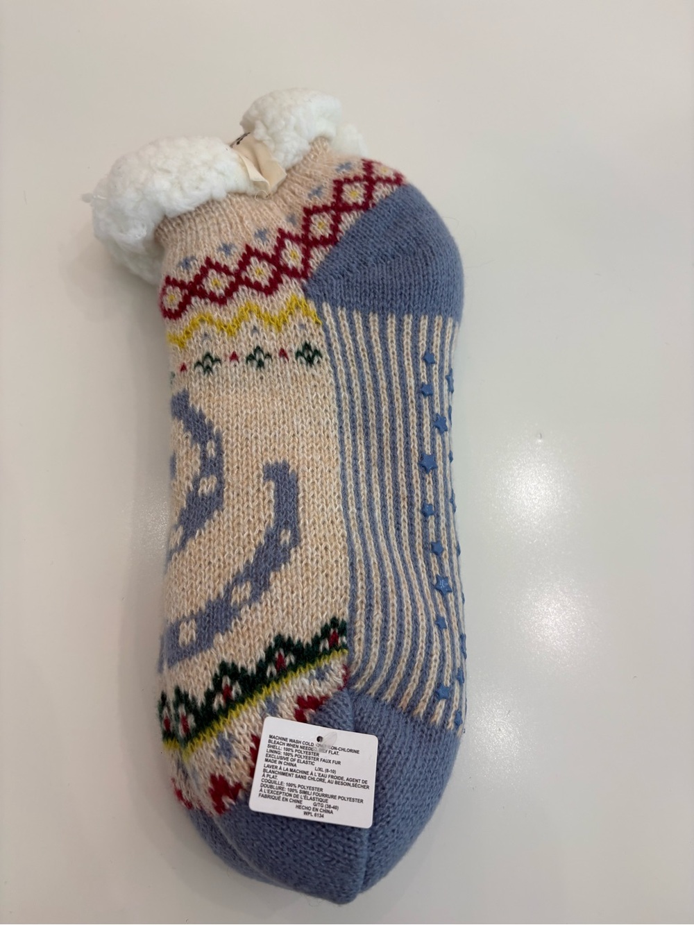 Free People Fair Isle Sherpa Slipper Socks Cozy Cabin Lounge Socks NWT - Picture 4 of 4